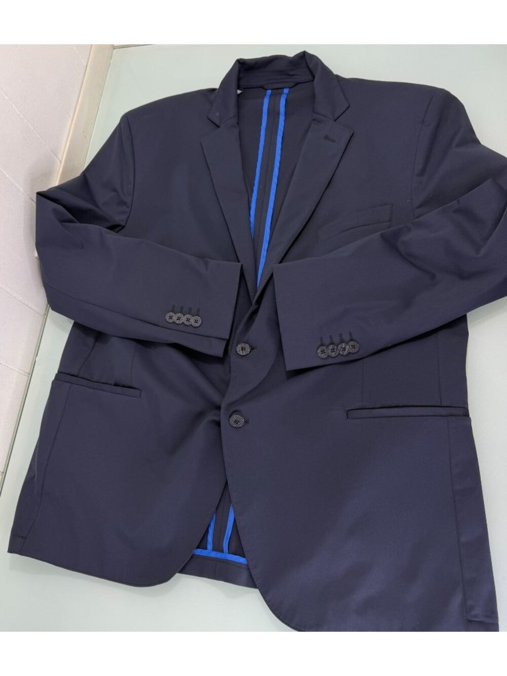 Twillory Performance Blazer 48R Sport coat Jacket Navy Travel Stretch Non Iron